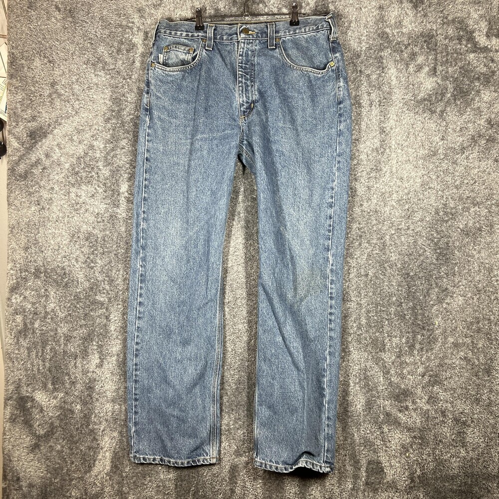 Carhartt B480 DPS Jeans Mens 36x32 Blue Traditional Fit Straight Denim Workwear